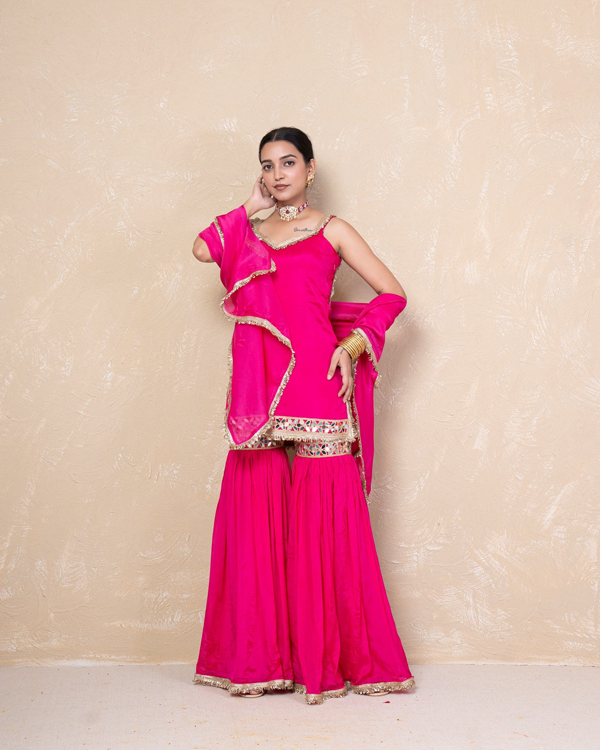 Haya Pink Chinon Garara Set