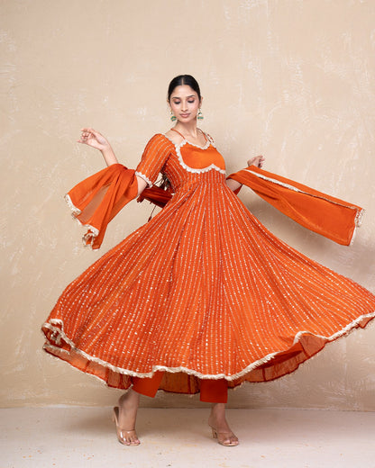Kavya Rust Anarkali Set