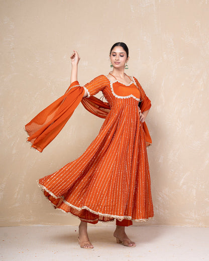 Kavya Rust Anarkali Set