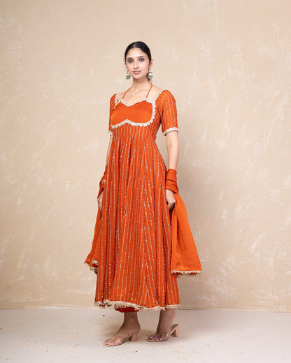 Kavya Rust Anarkali Set