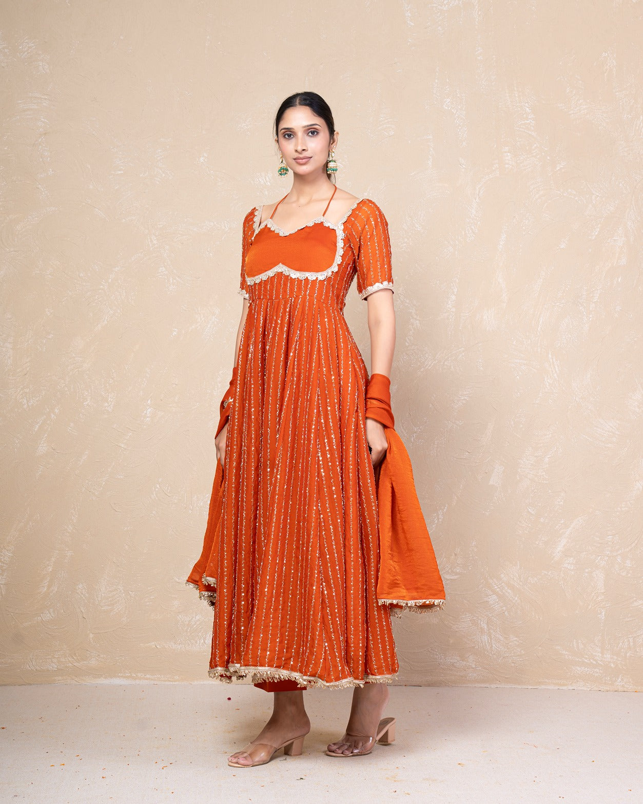Kavya Rust Anarkali Set