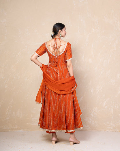 Kavya Rust Anarkali Set