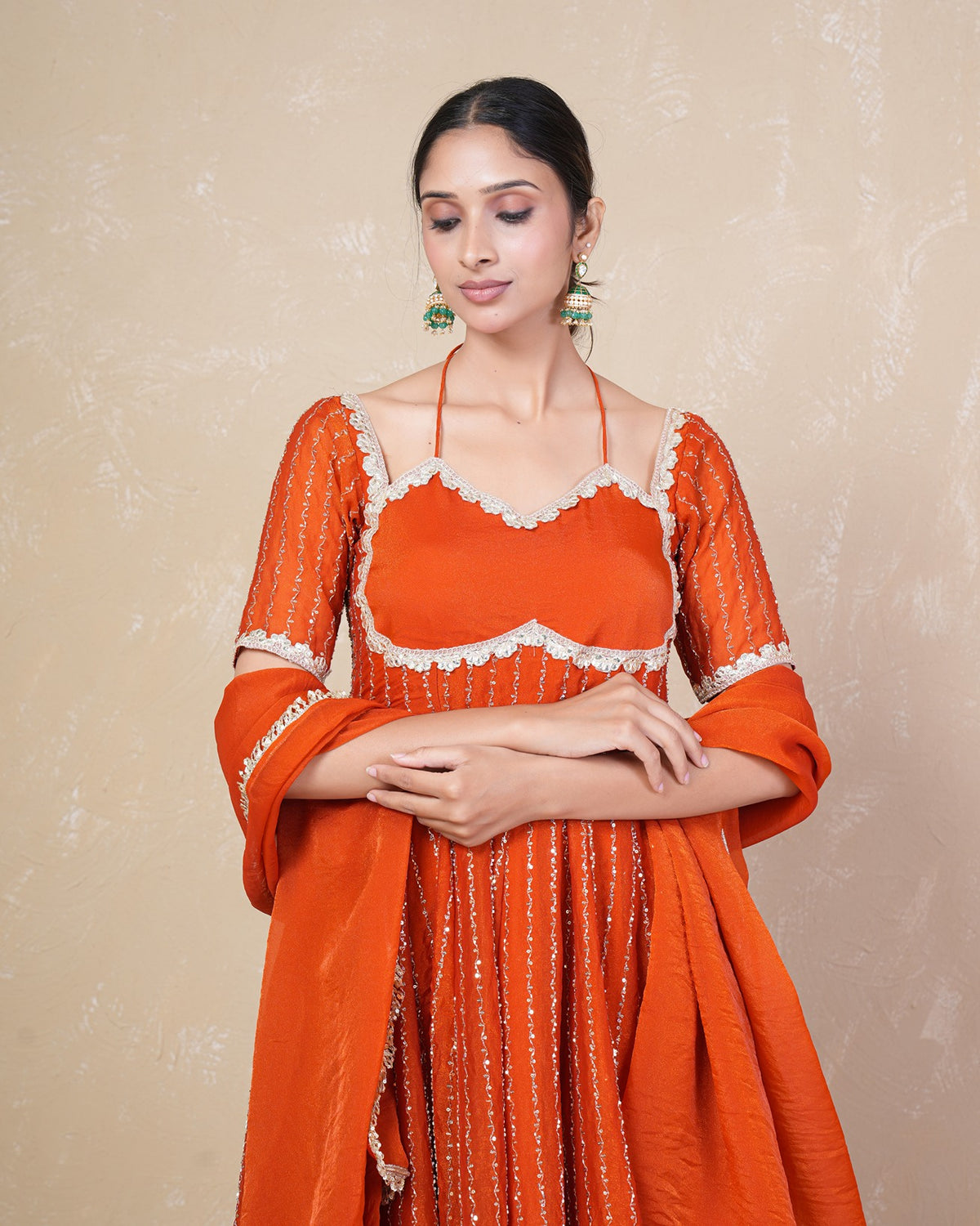 Kavya Rust Anarkali Set