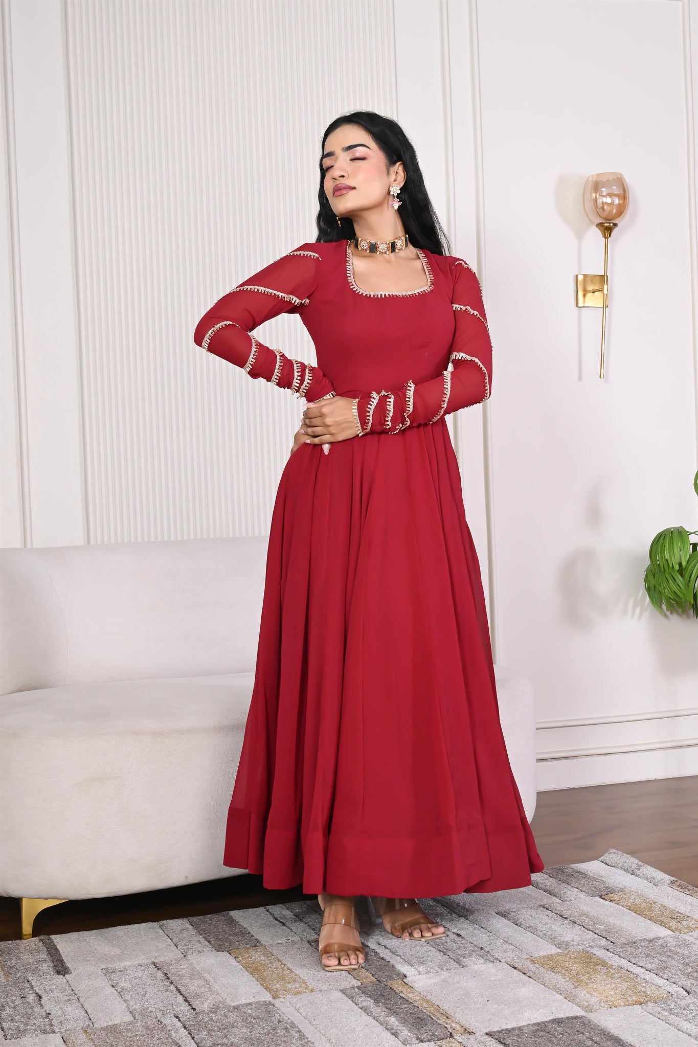 Diti maroon anarkali set