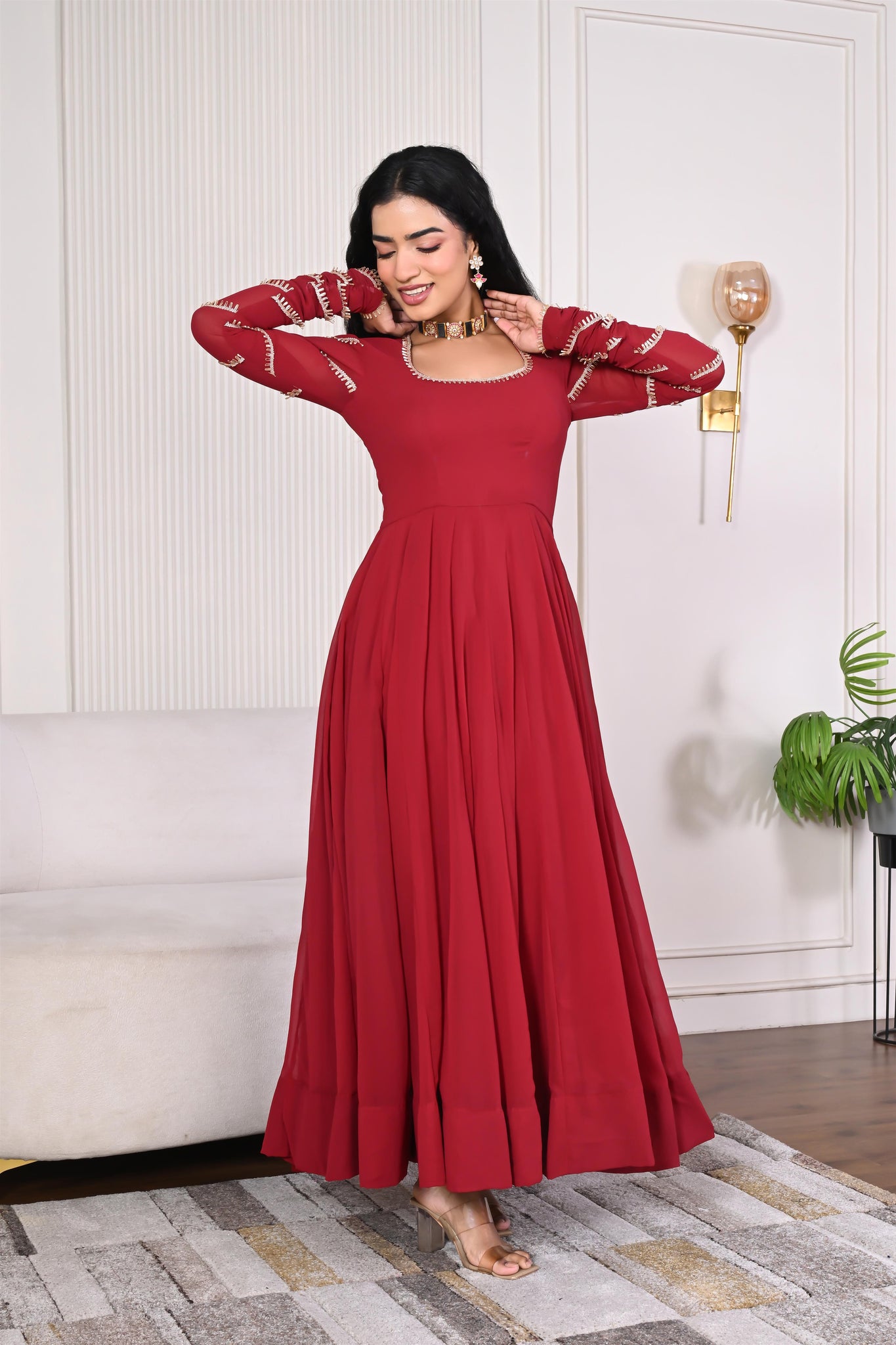 Diti maroon anarkali set