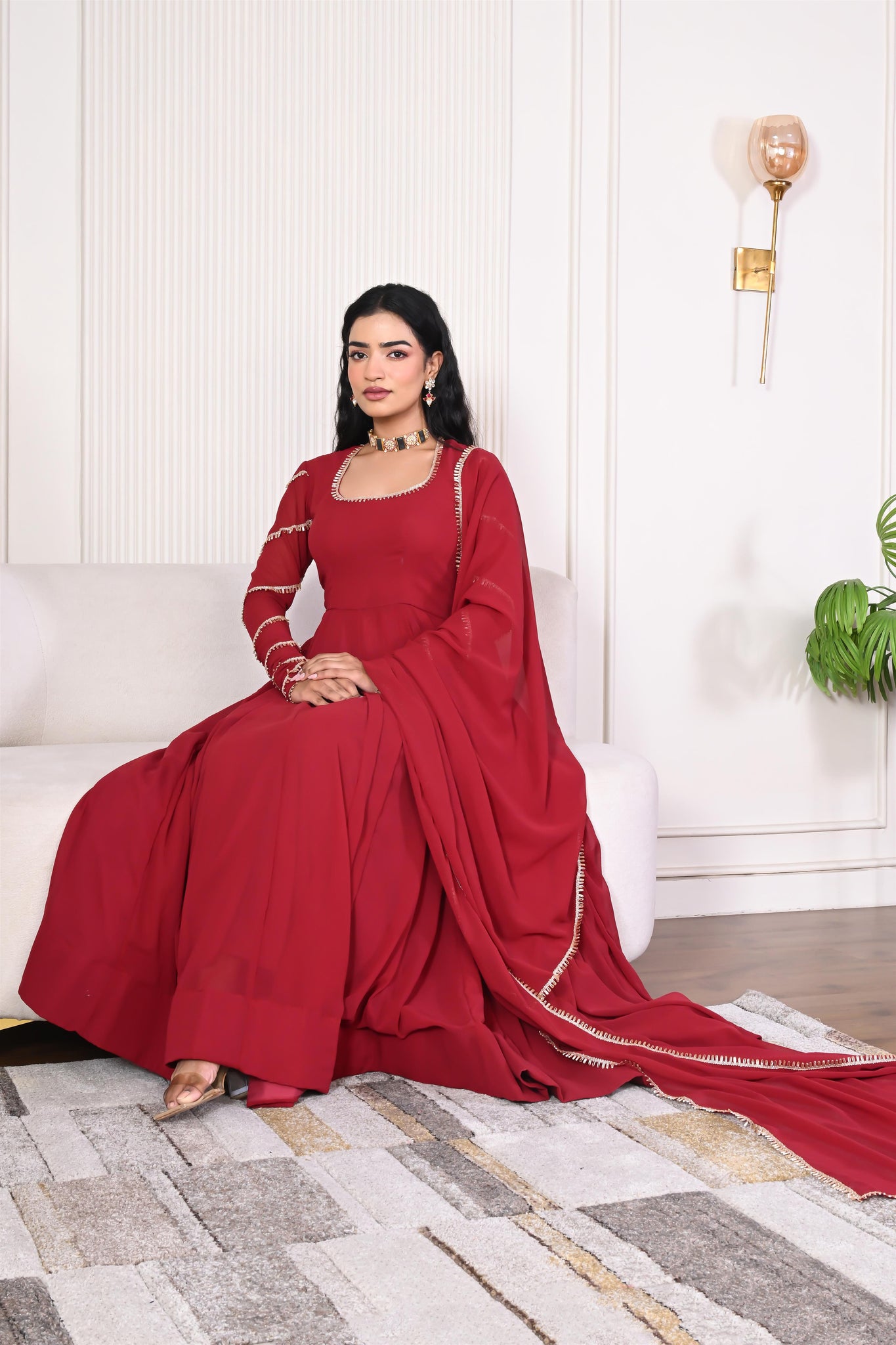 Diti maroon anarkali set