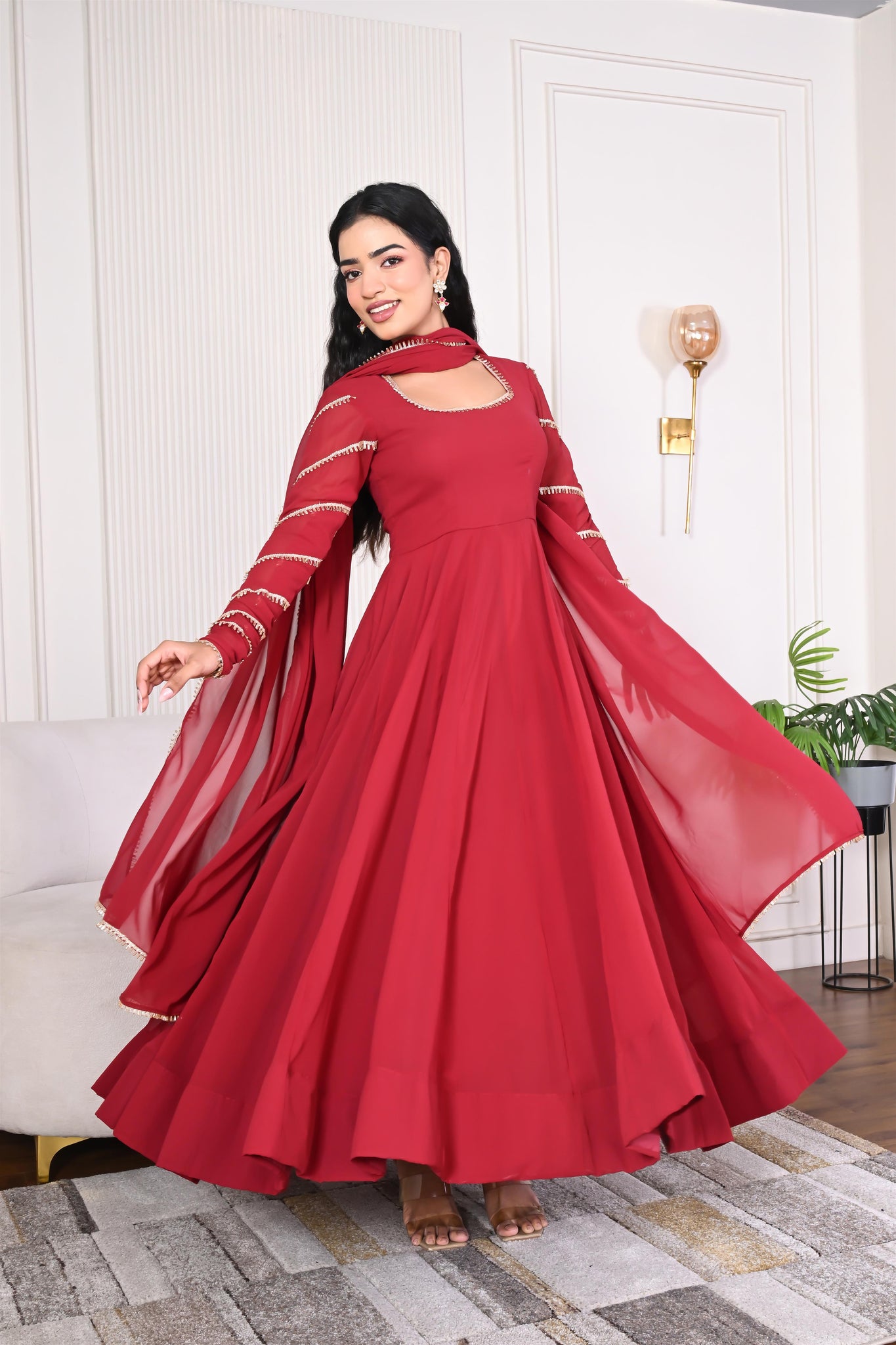 Diti maroon anarkali set
