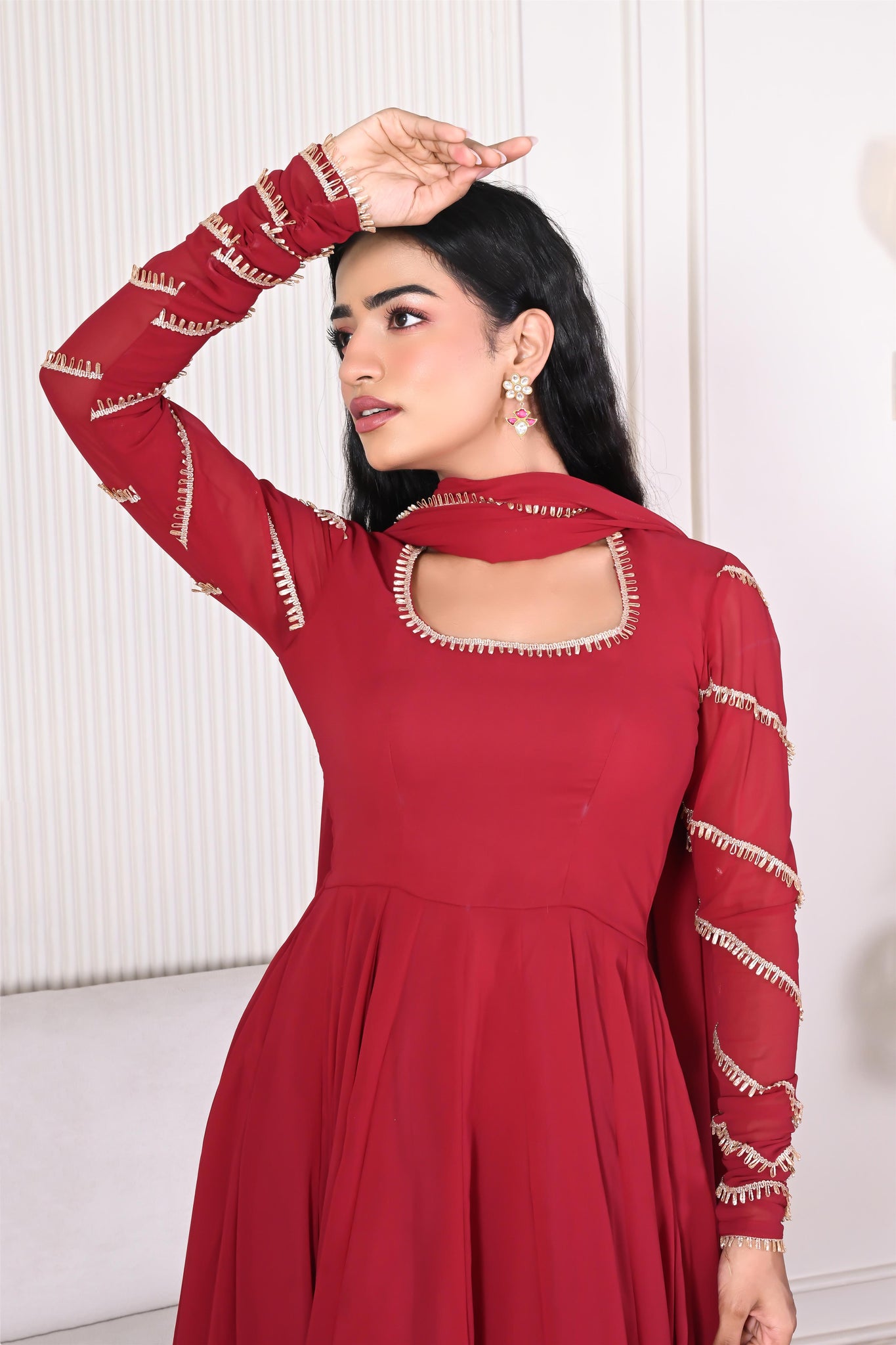 Diti maroon anarkali set