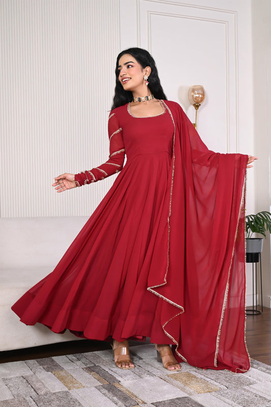 Diti maroon anarkali set