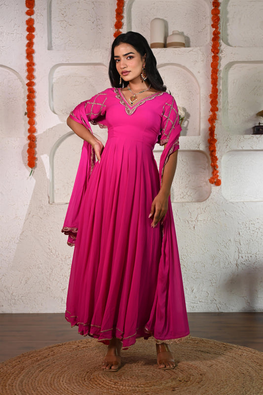 Jivika pink anarkali set