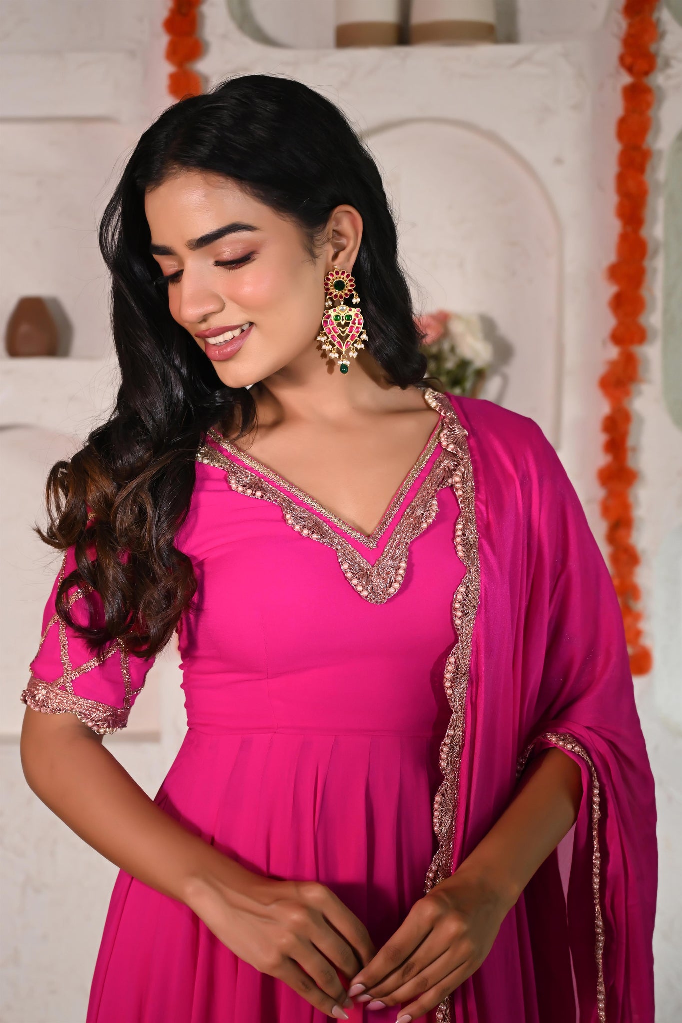 Jivika pink anarkali set