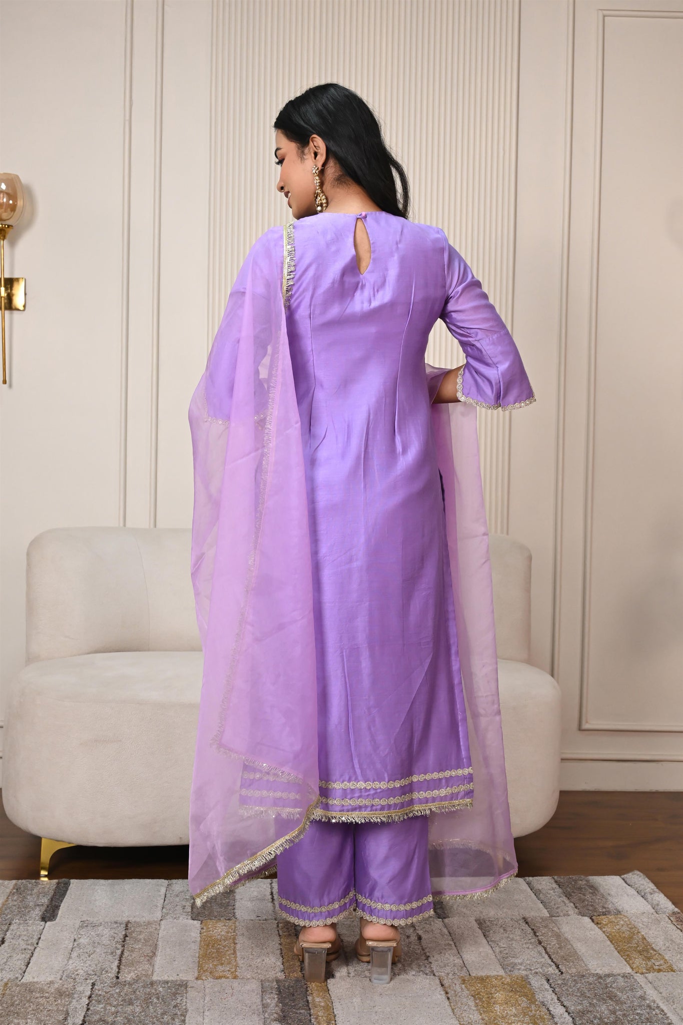 Advika lavender chanderi set