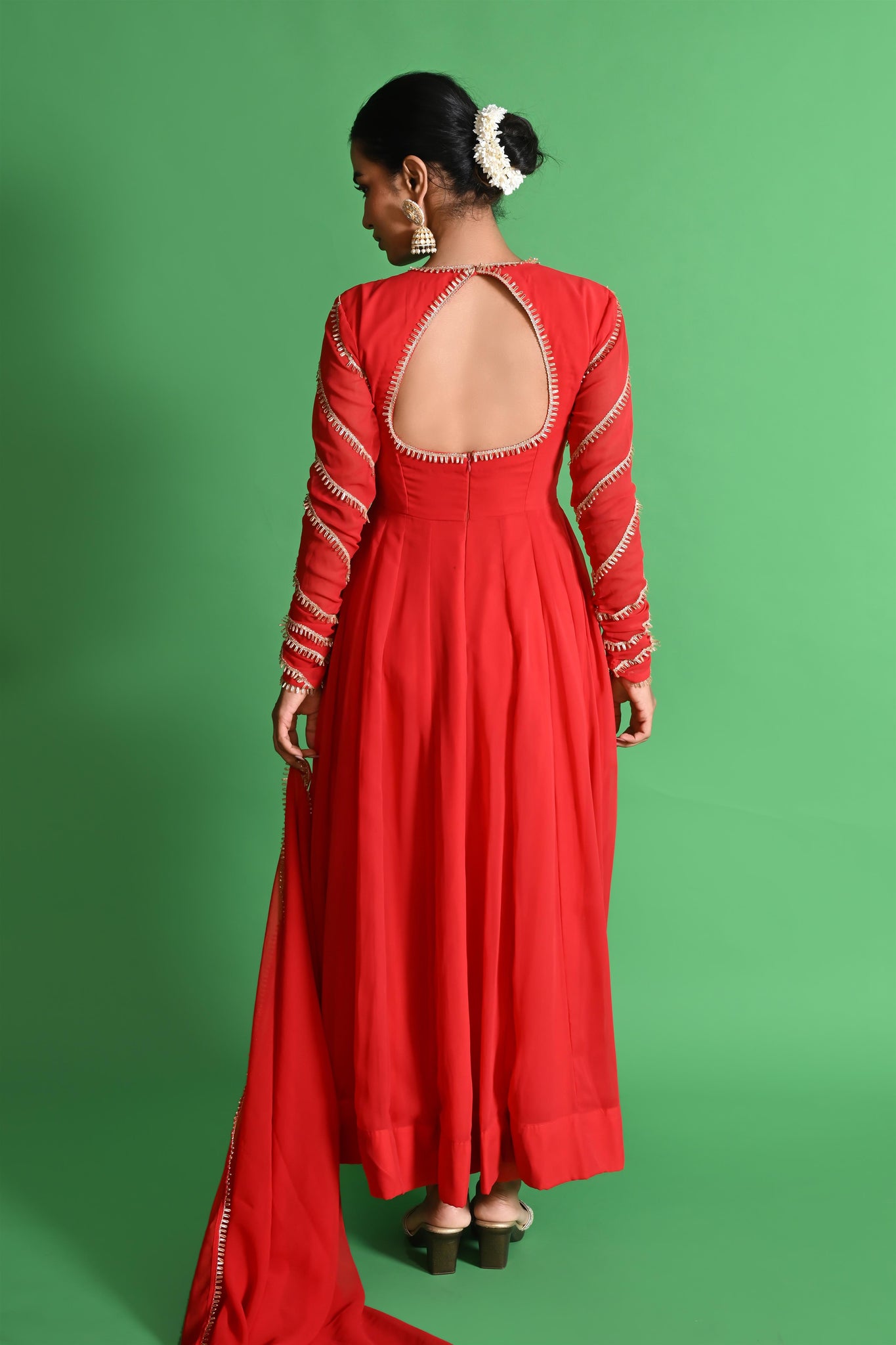 red anarkali dress Riti red anarkali set M