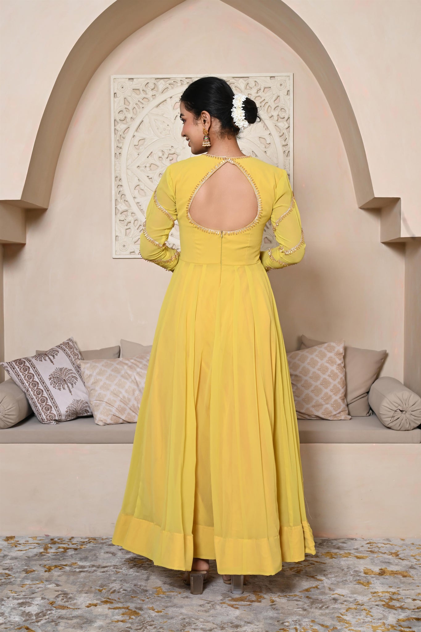 Viti yellow anarkali set