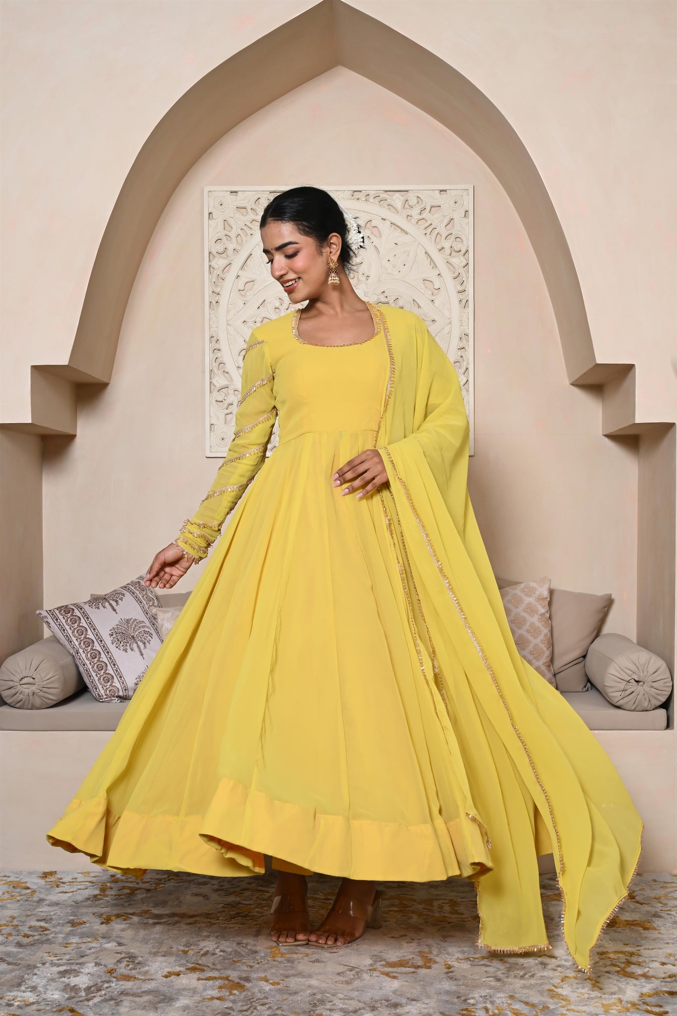 Viti yellow anarkali set