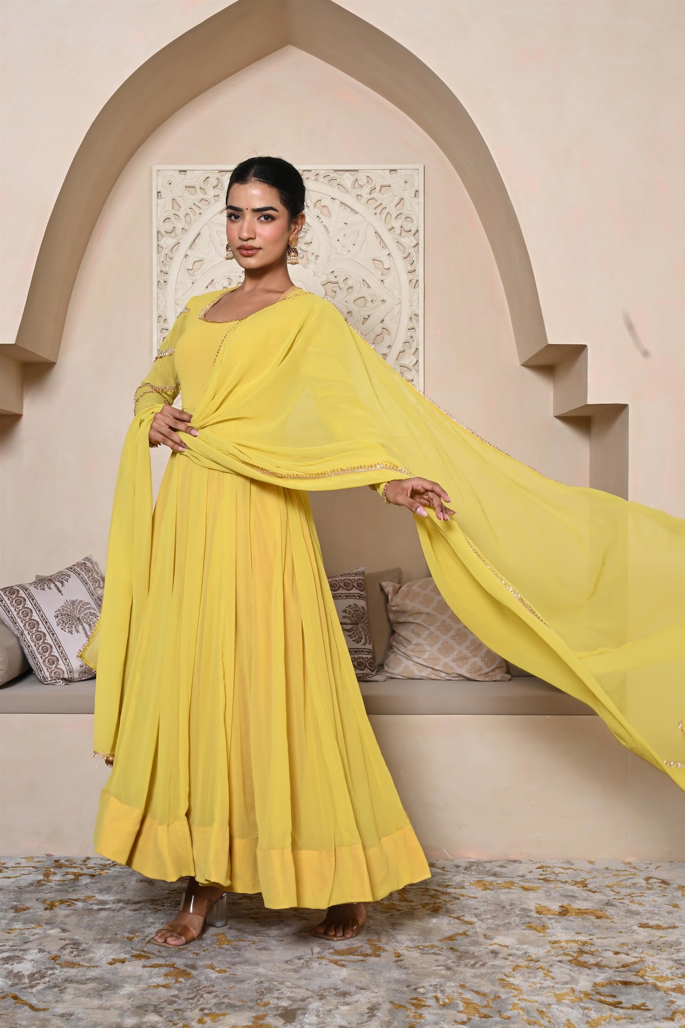 Viti yellow anarkali set