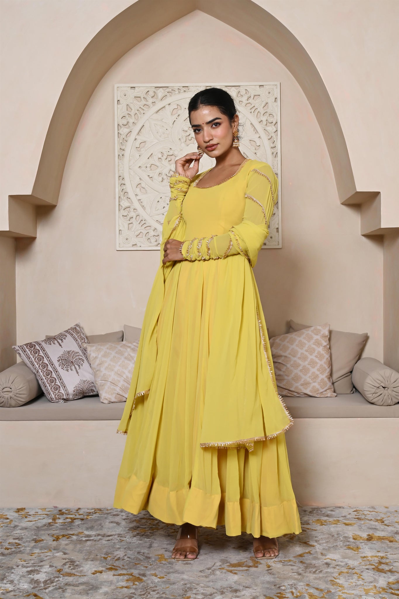 Viti yellow anarkali set
