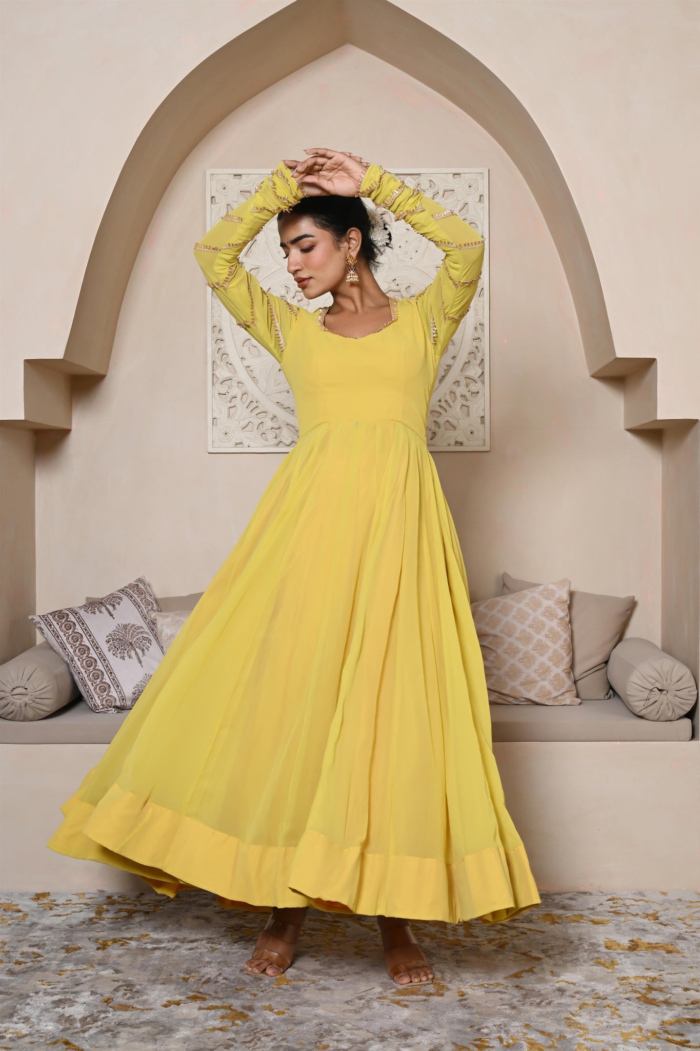 Viti yellow anarkali set