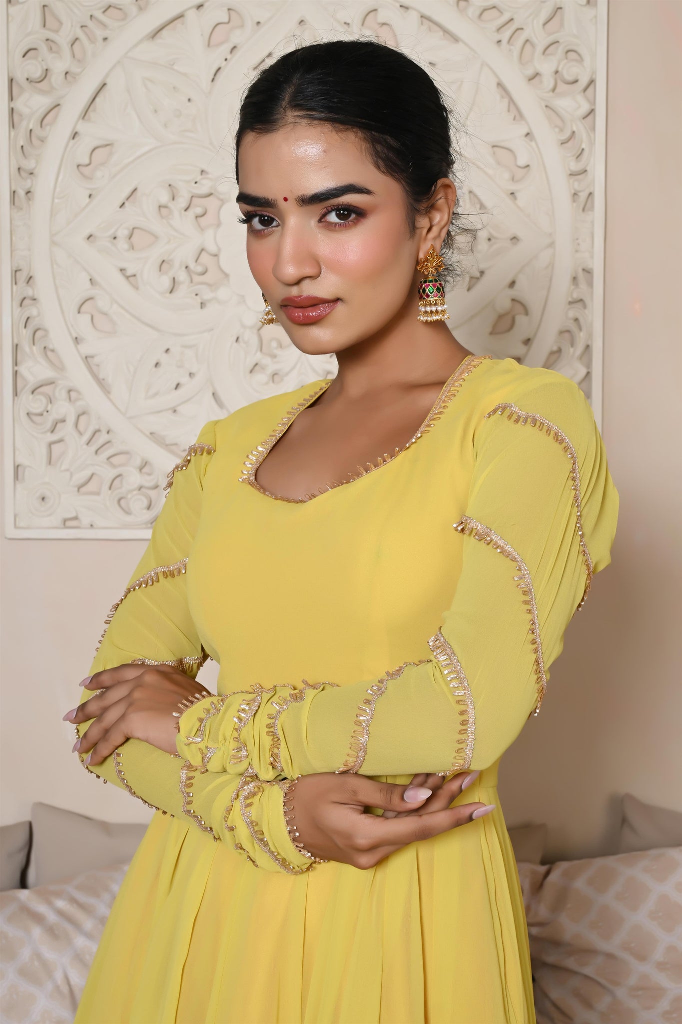 Viti yellow anarkali set