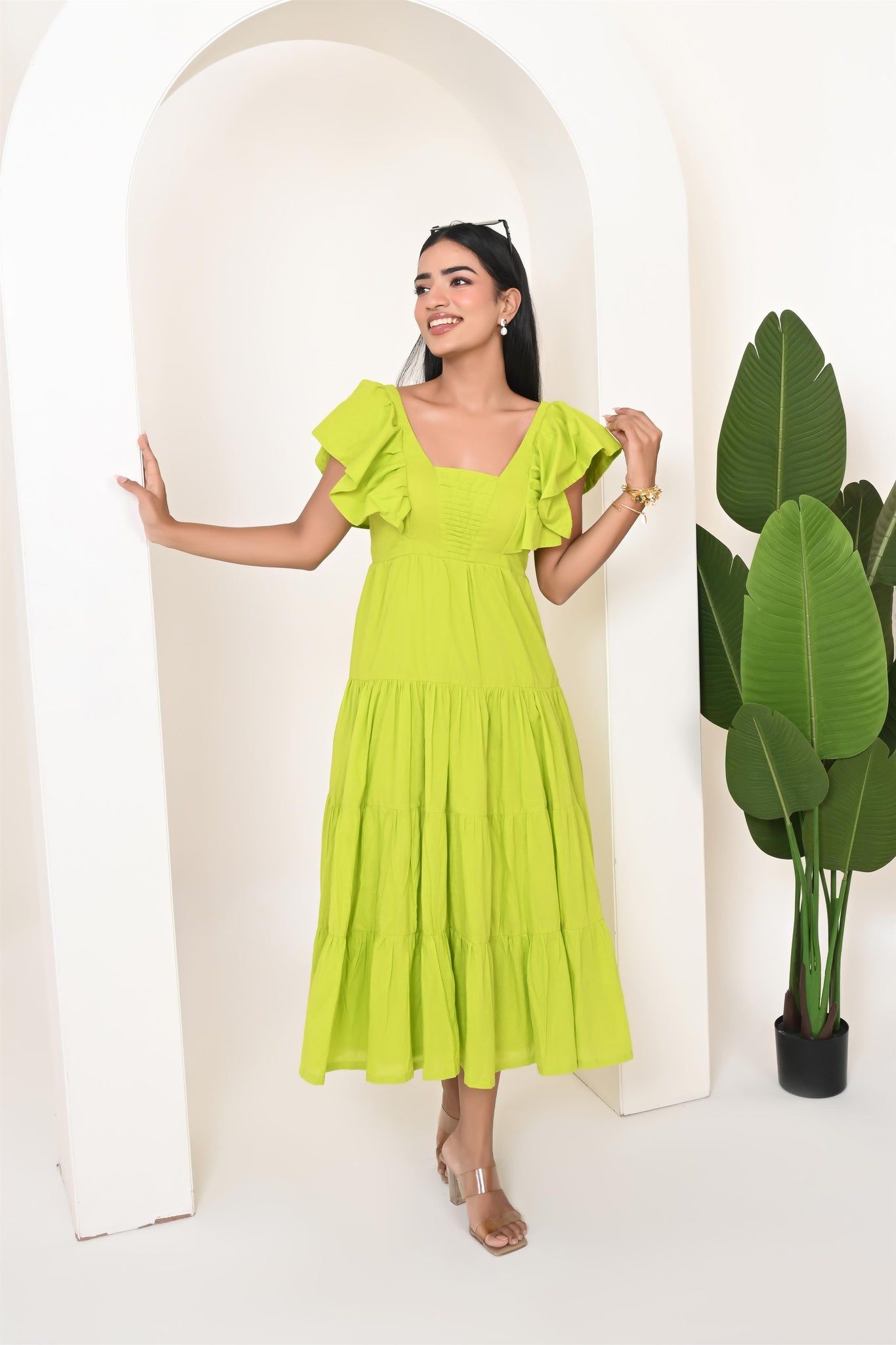 Lime green cotton dress