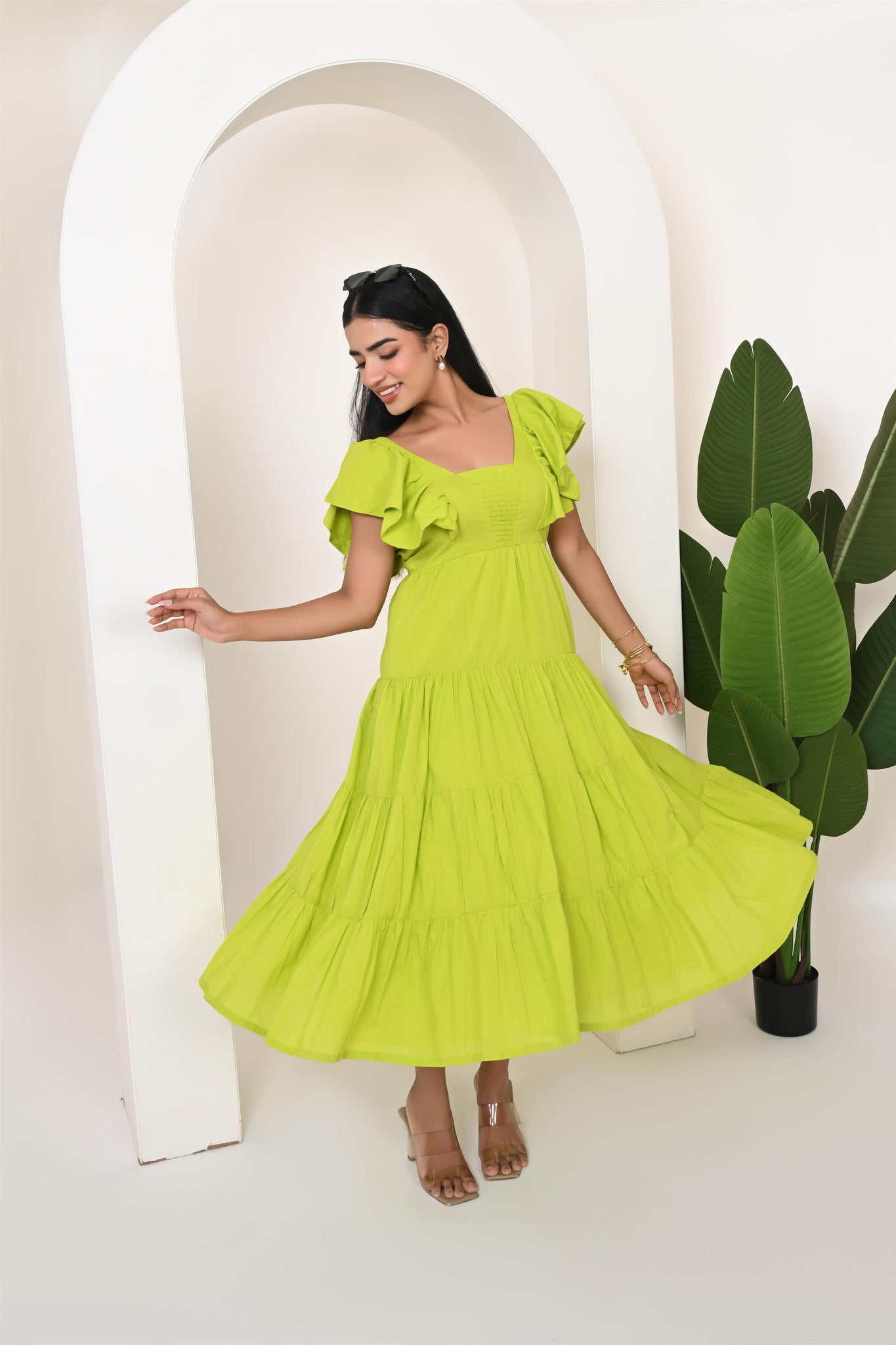 Lime green cotton dress