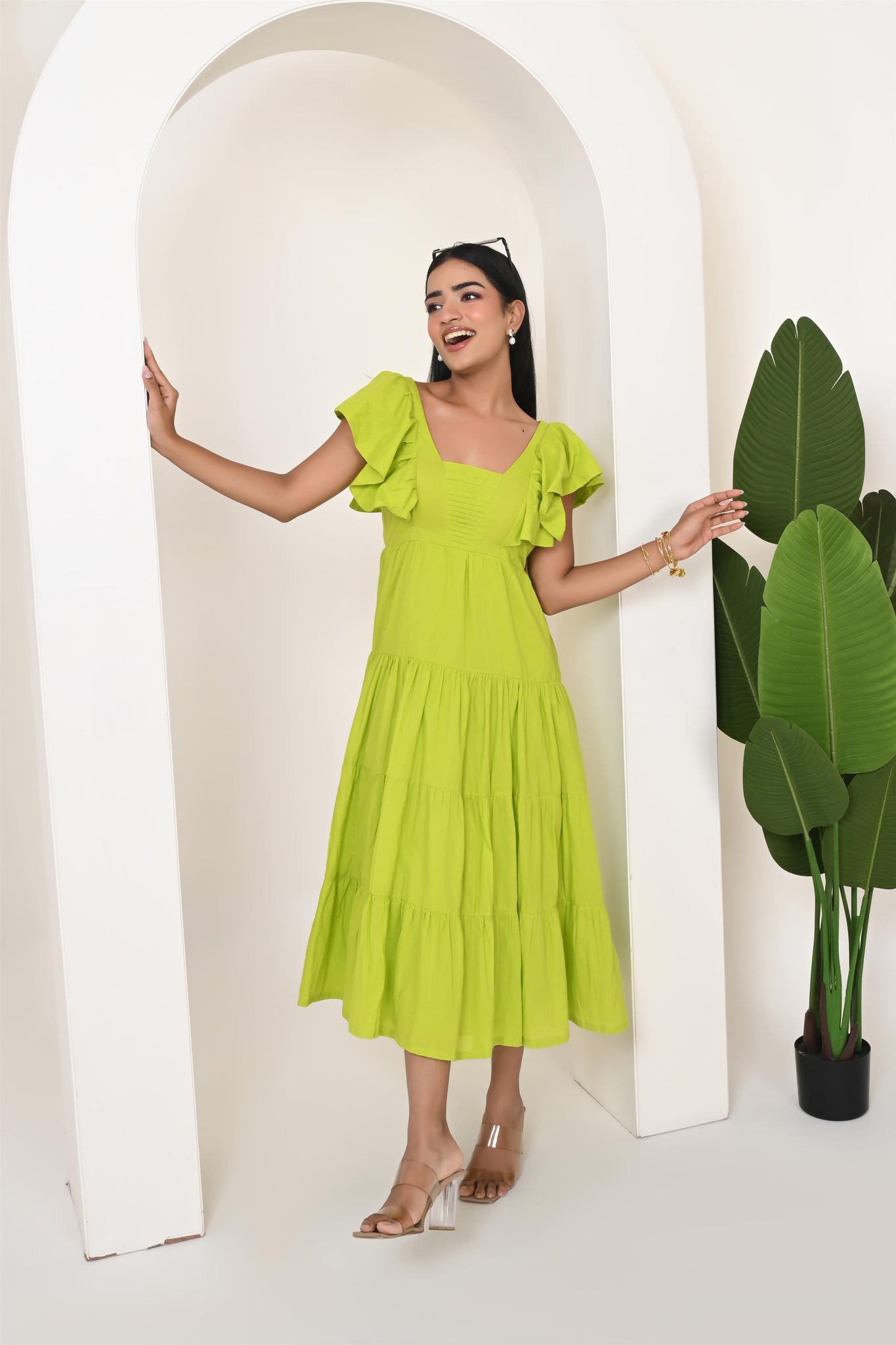 Lime green cotton dress