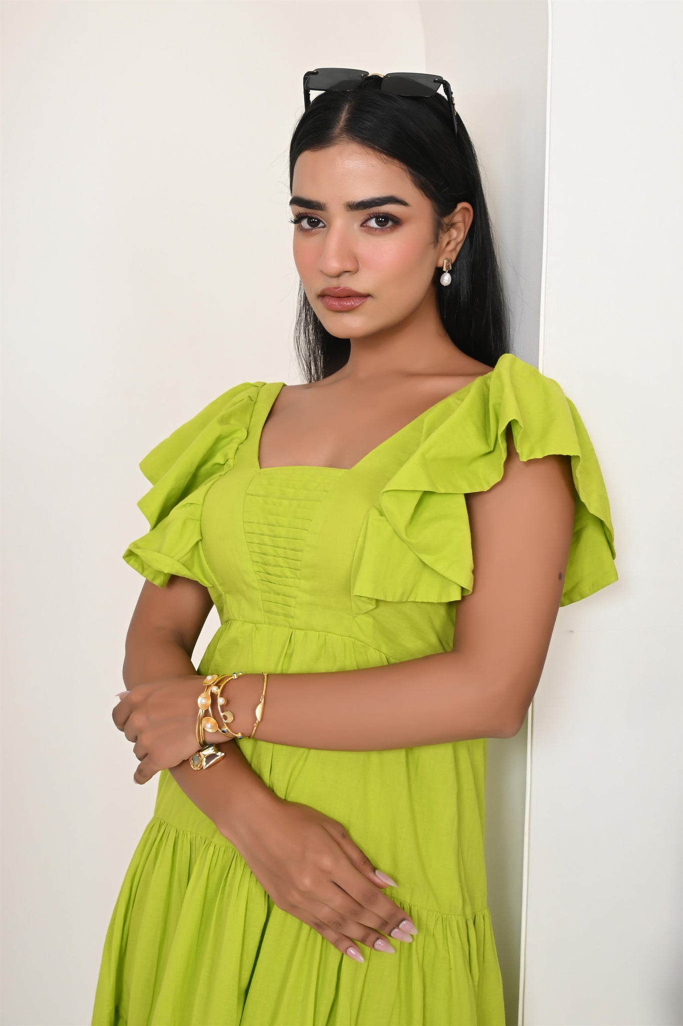 Lime green cotton dress