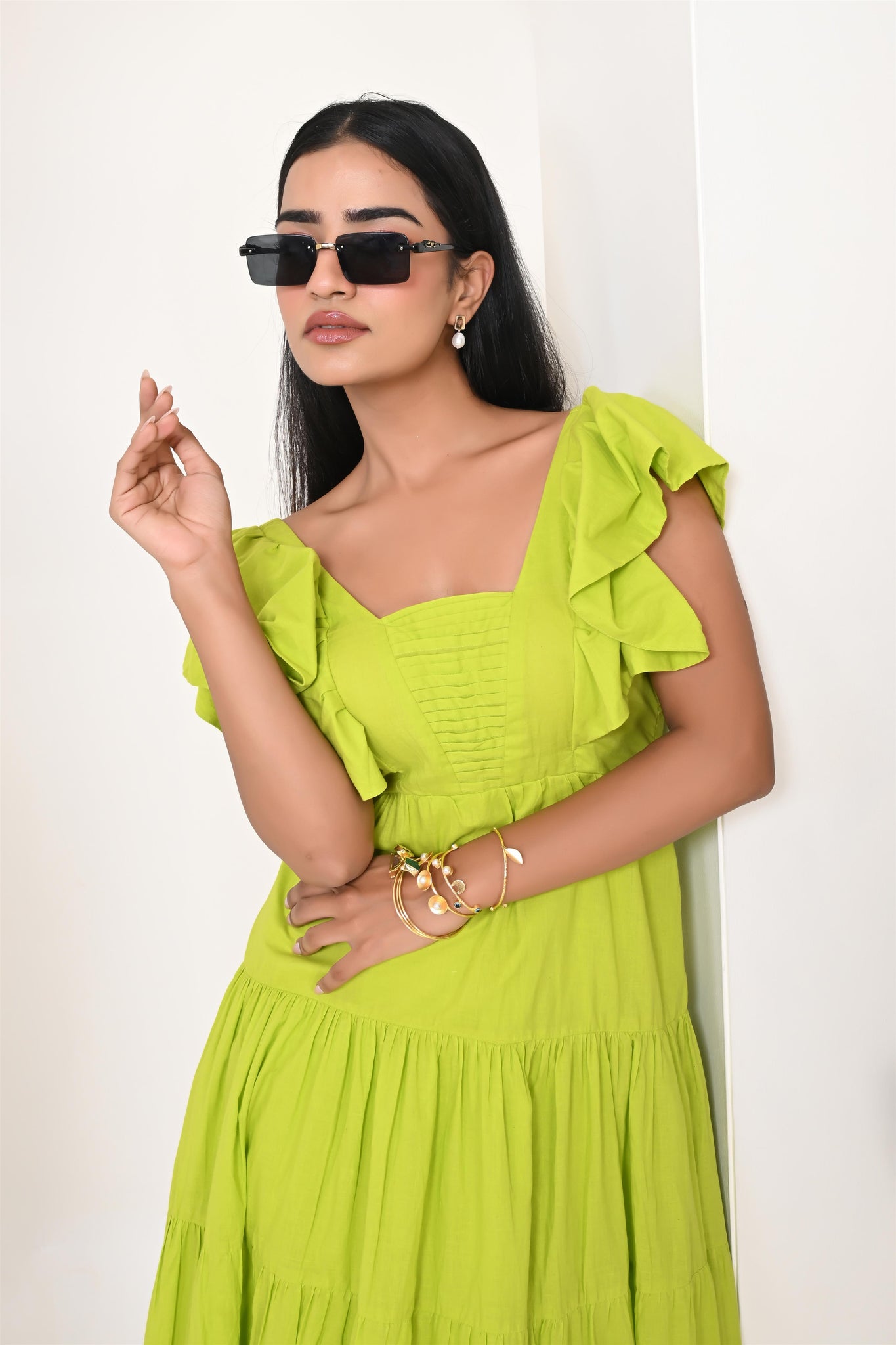 Lime green cotton dress
