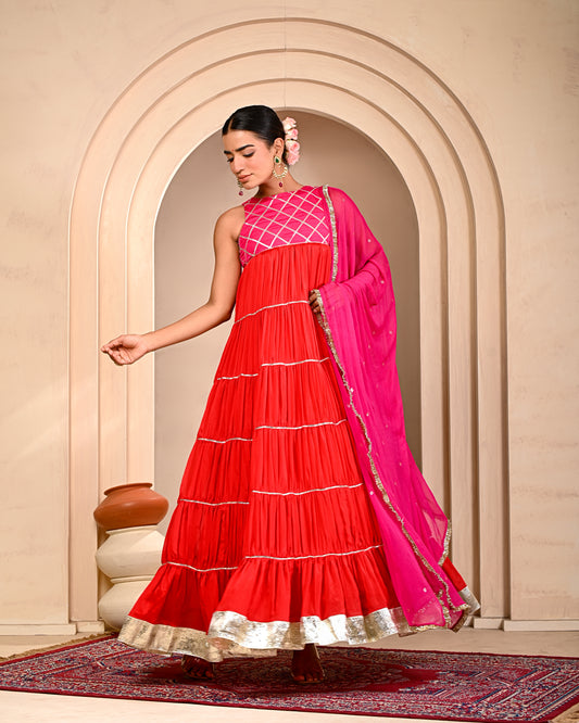 Aaradhya Tiered Anarkali Set