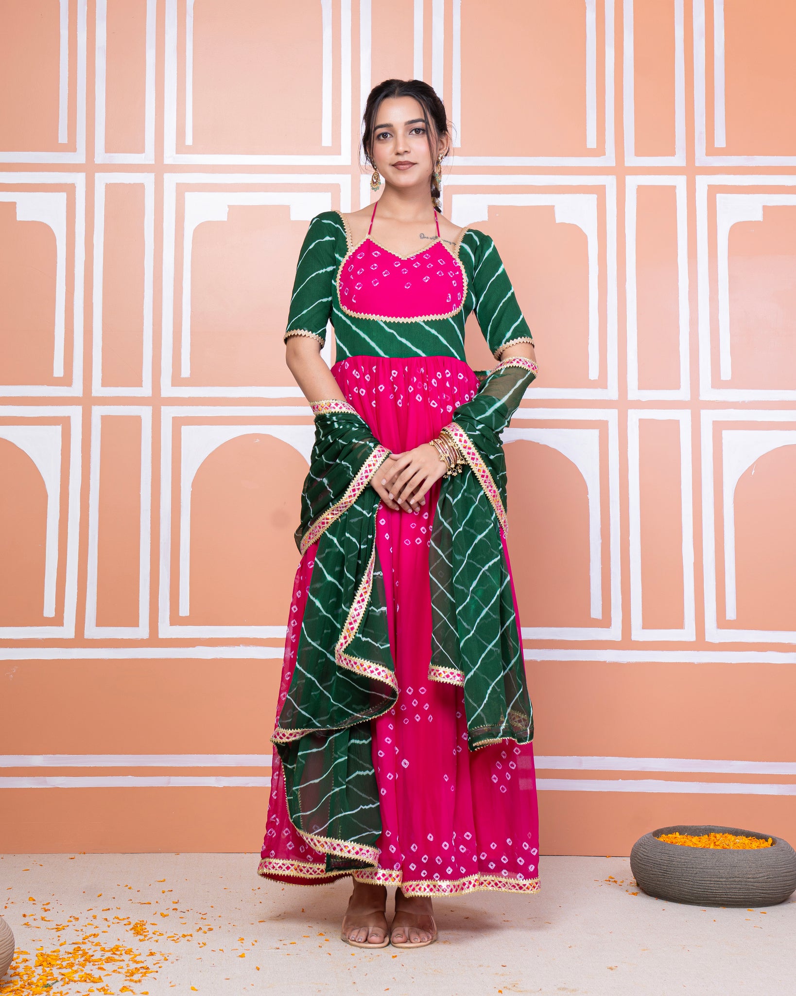 Sonal bandhani anarkali set