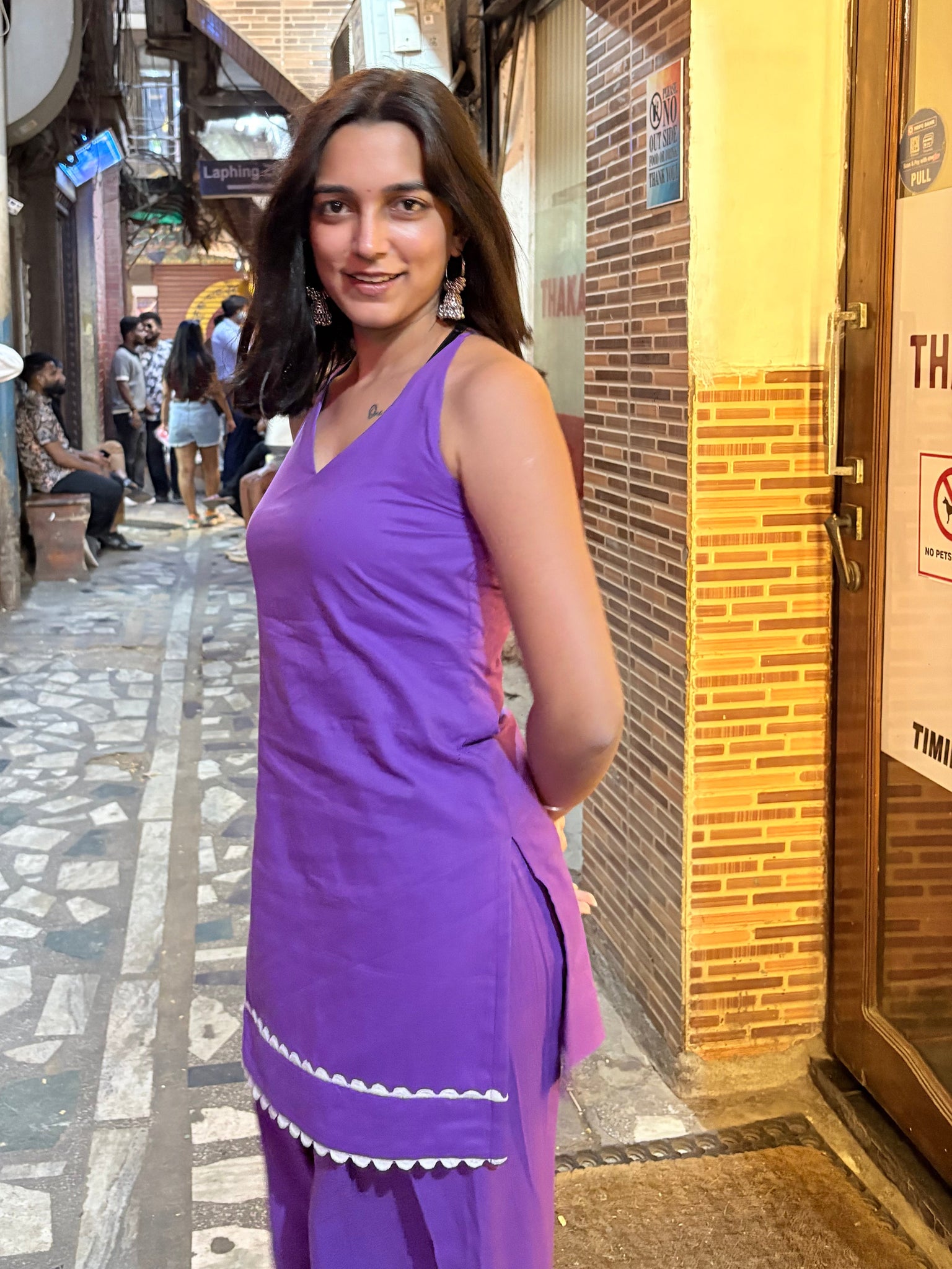 Meet cotton halter neck kurti