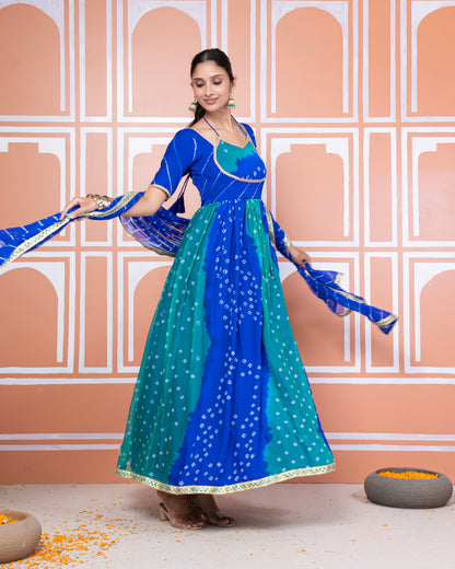 Payal chiffon bandhani anarkali set