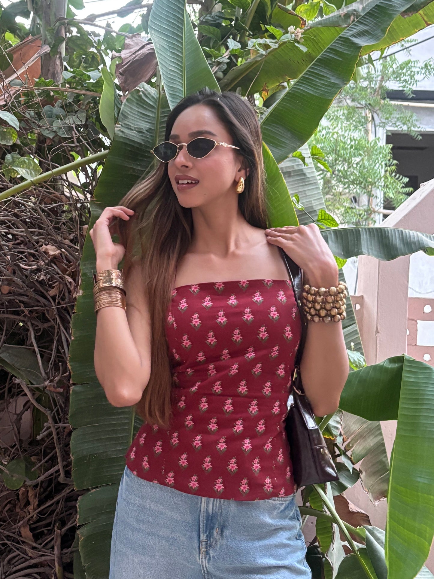 Shreya backless cotton corset top