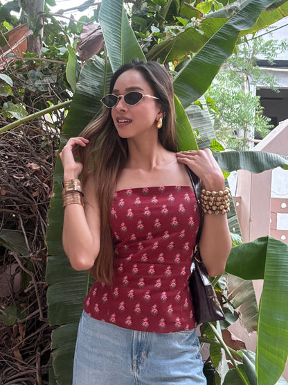 Shreya backless cotton corset top