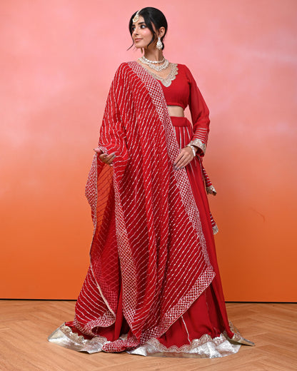 Sukhmani Red Georgette Lehanga Set