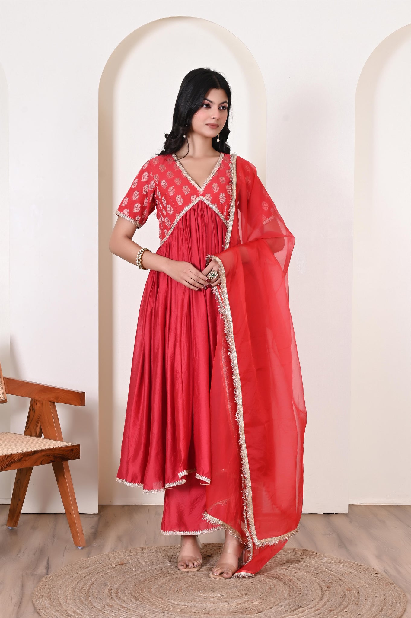 Charvi brocade chanderi suit set