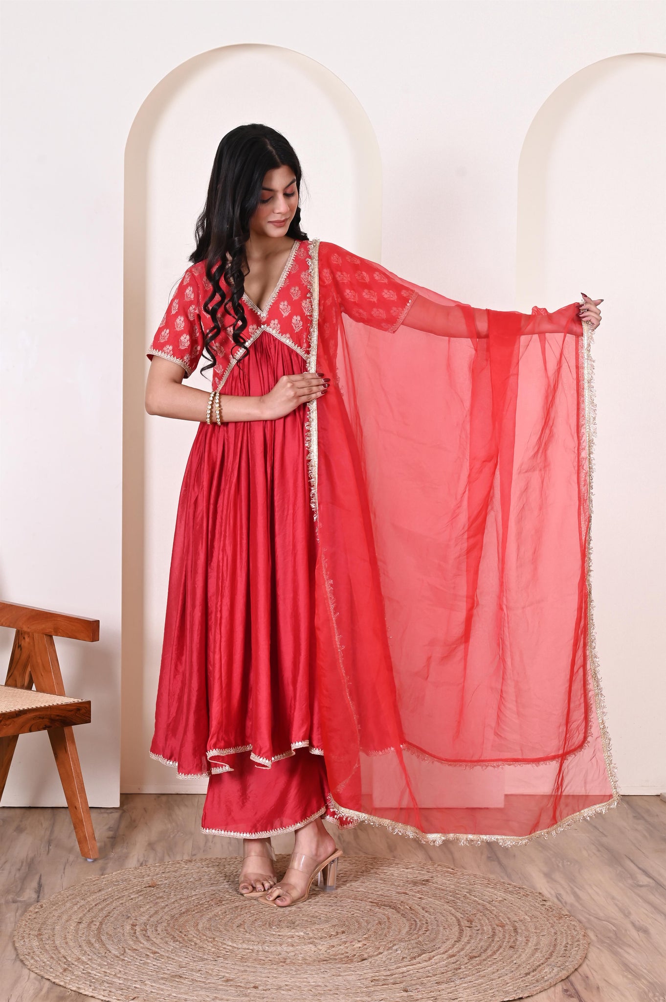 Charvi brocade chanderi suit set