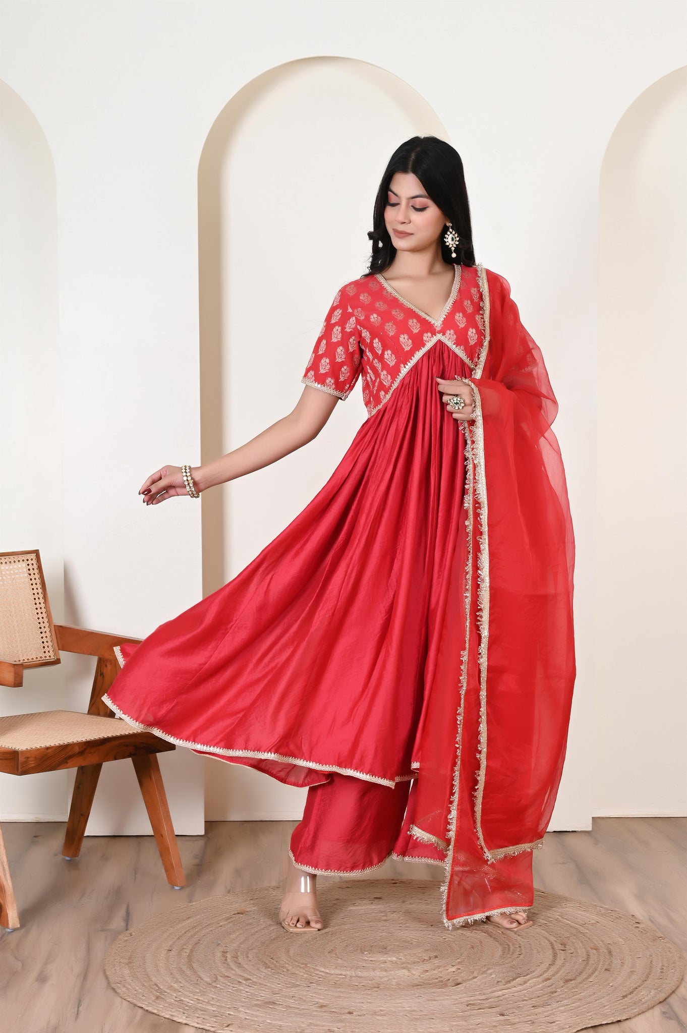 Charvi brocade chanderi suit set