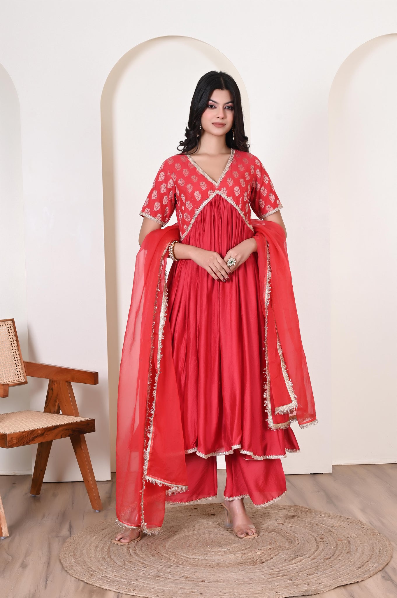 Charvi brocade chanderi suit set