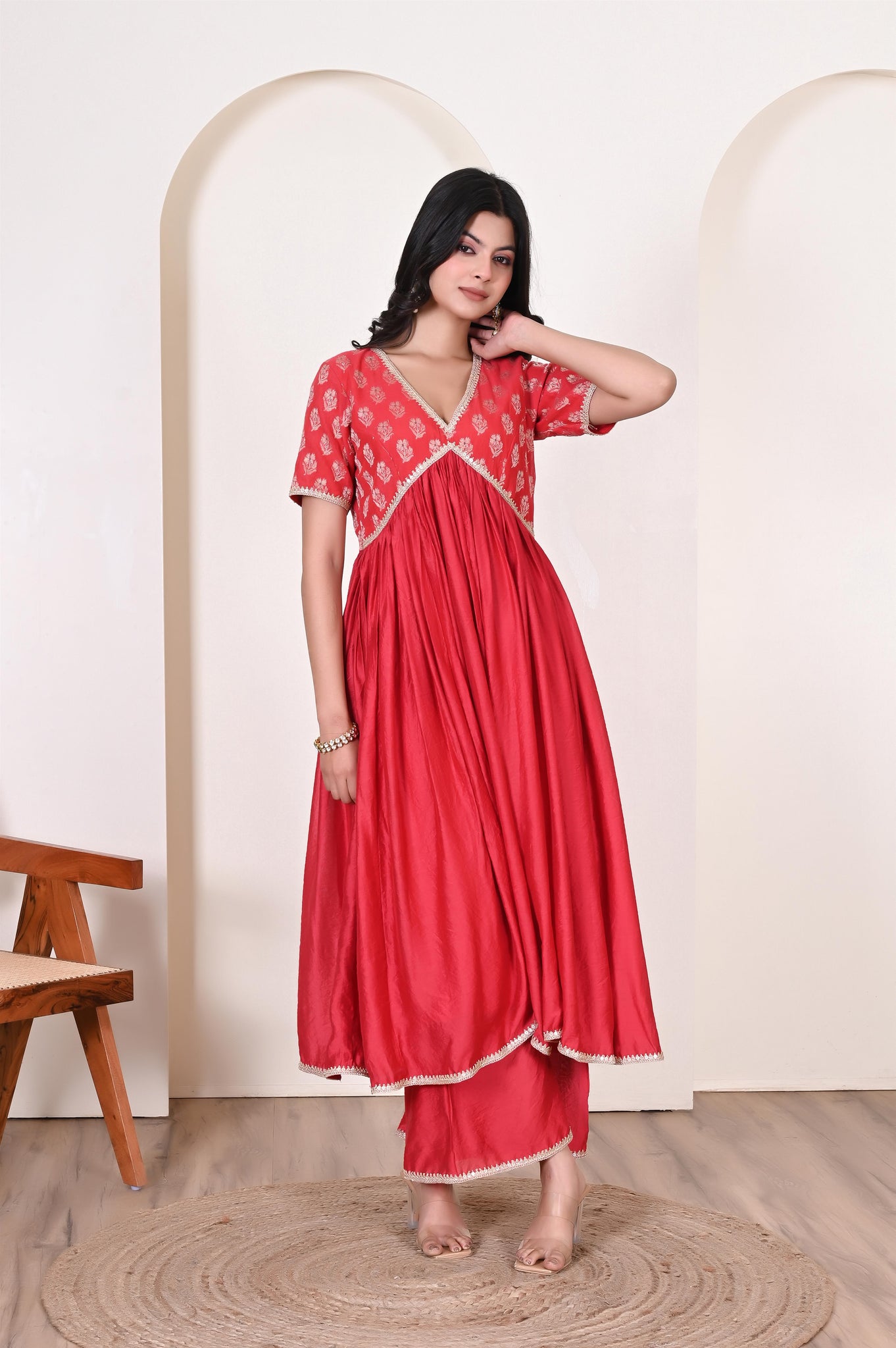 Charvi brocade chanderi suit set