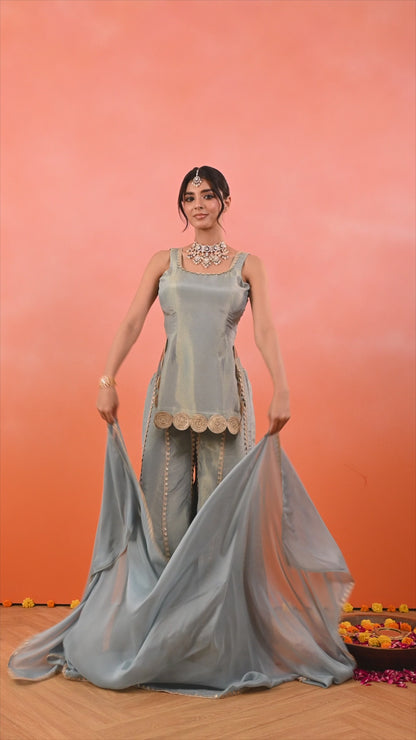 Asma Cosmo One Shoulder Sharara Set