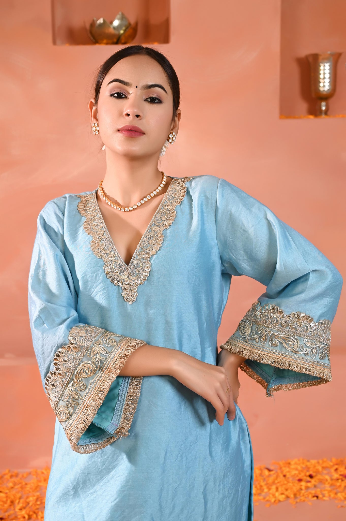 Falak chanderi kurta set