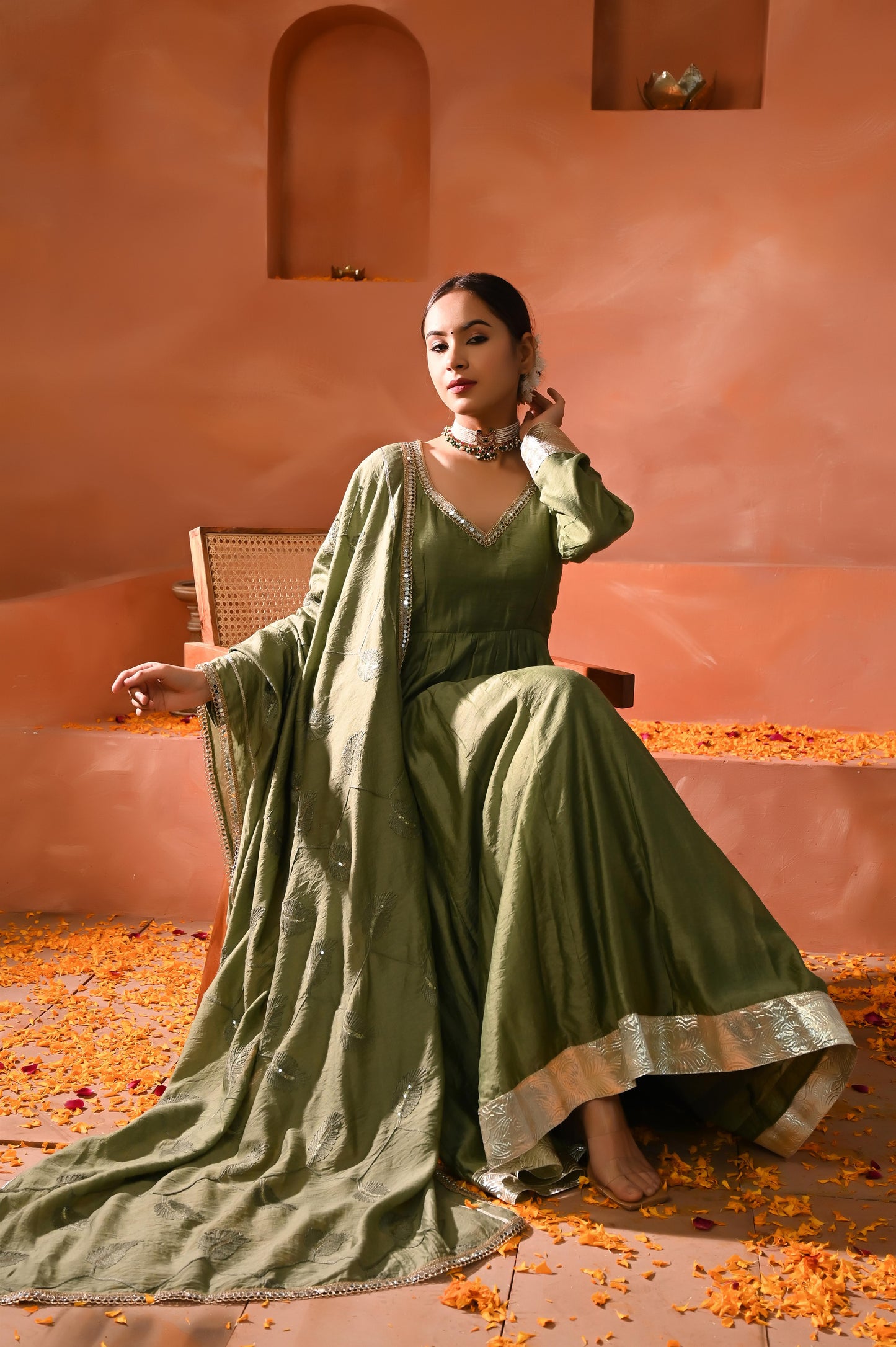 Prisha chanderi anarkali set
