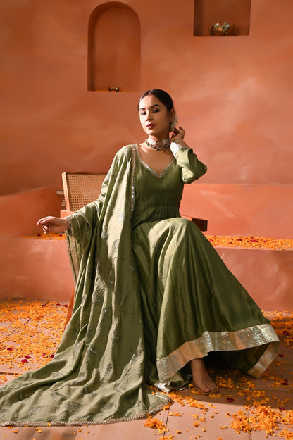 Prisha chanderi anarkali set