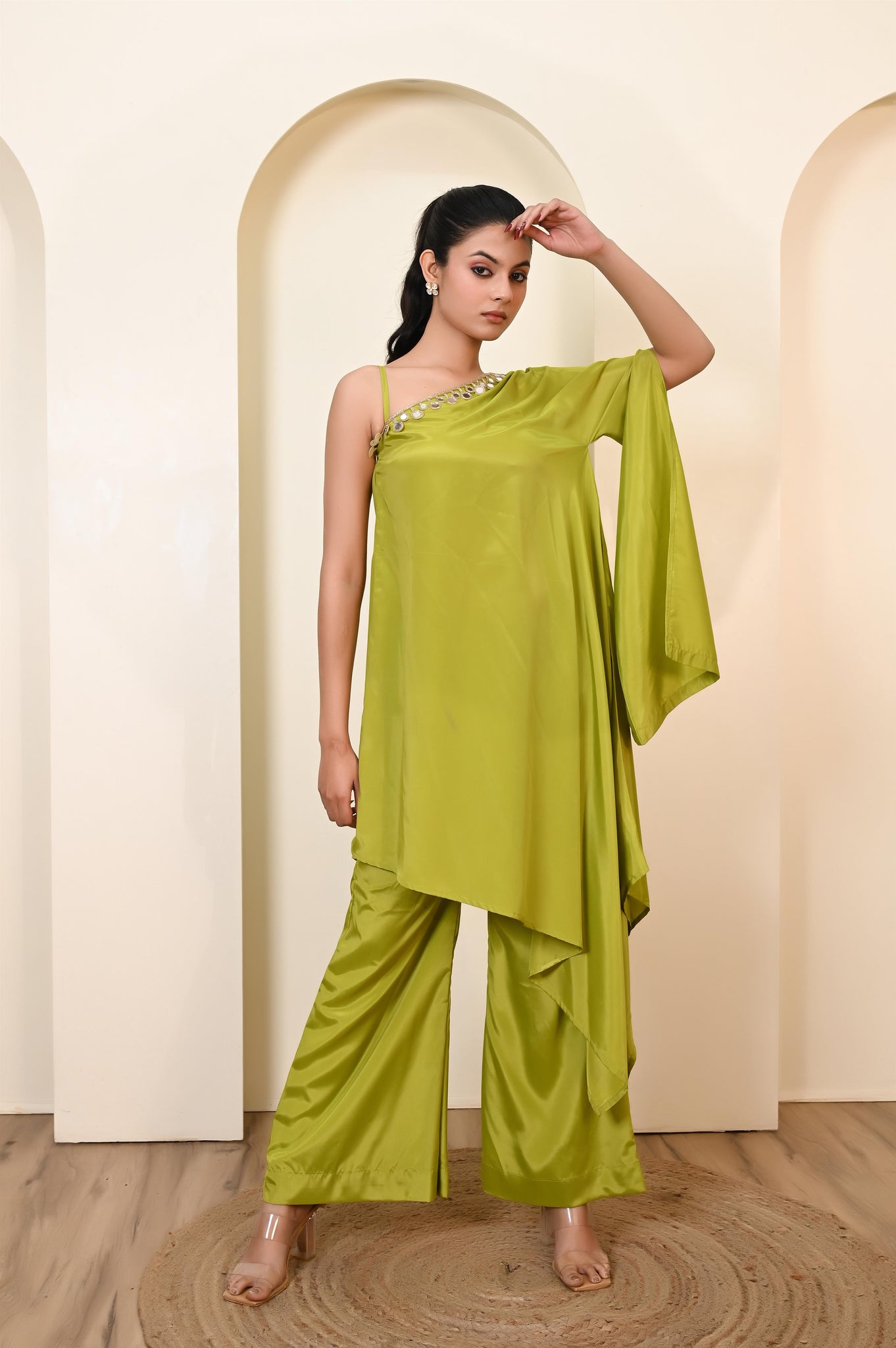 Omya one shoulder kaftan set