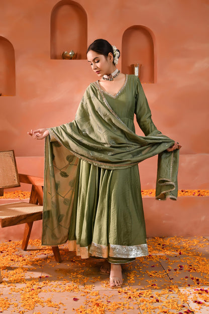 Prisha chanderi anarkali set