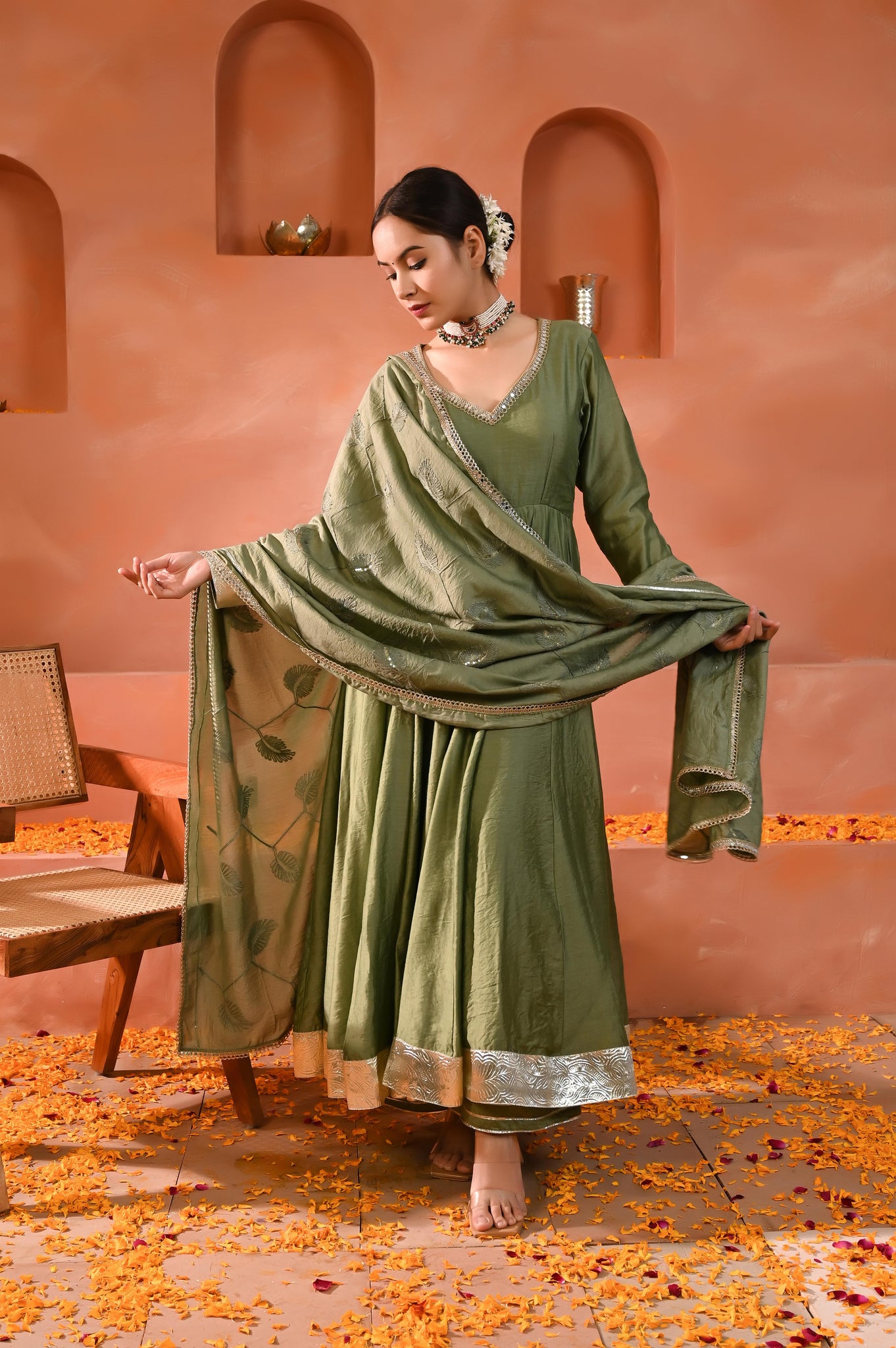 Prisha chanderi anarkali set