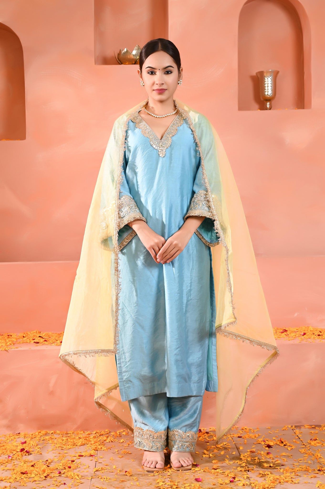 Falak chanderi kurta set