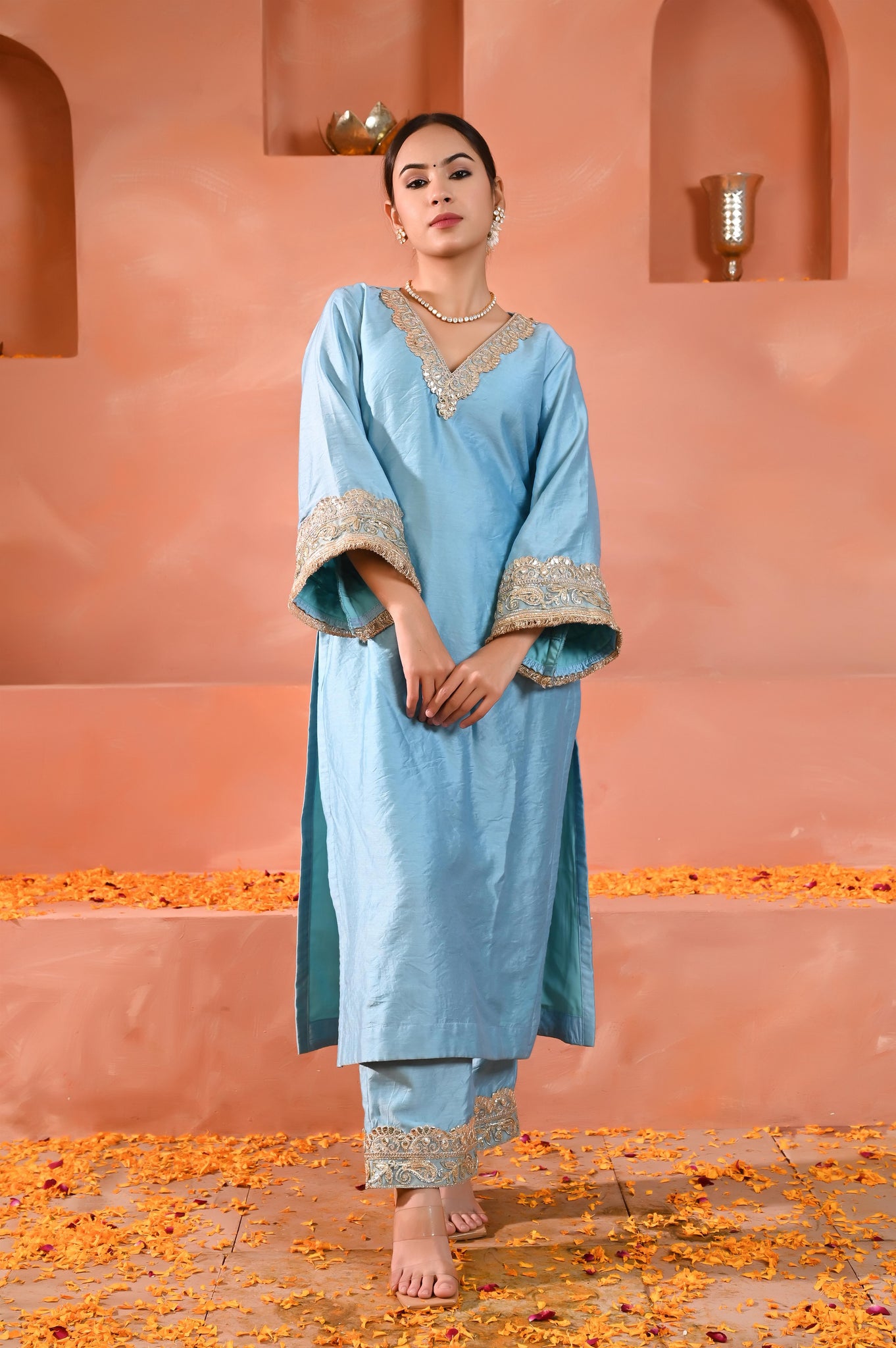 Falak chanderi kurta set