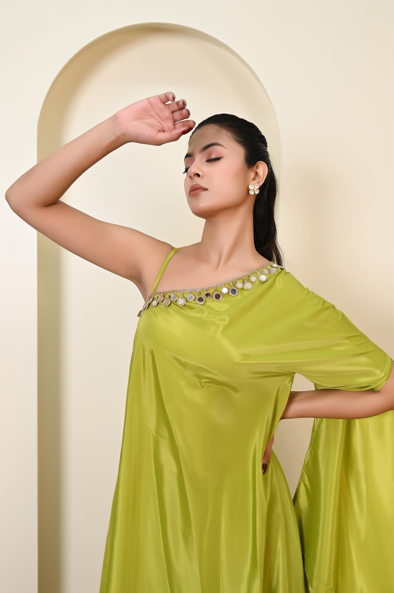 Omya one shoulder kaftan set